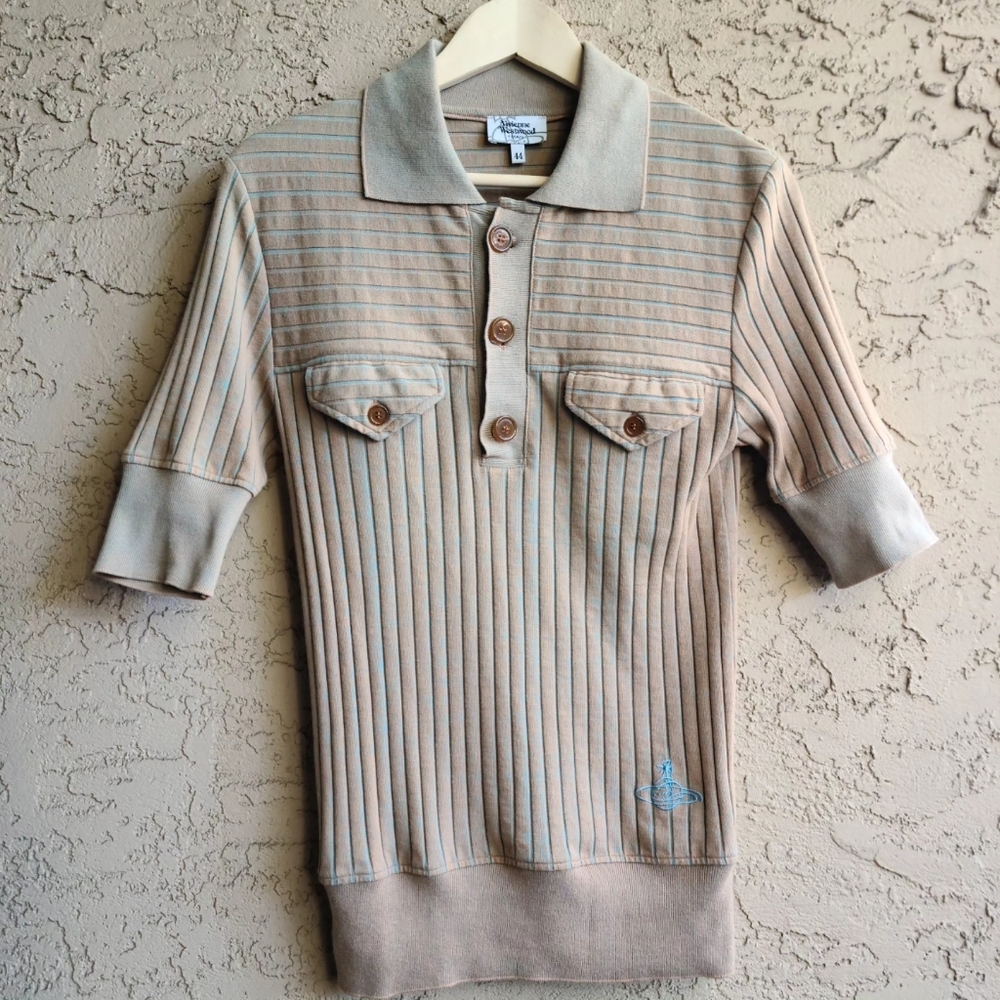 Vivienne Westwood MAN blue flecked light brown polo